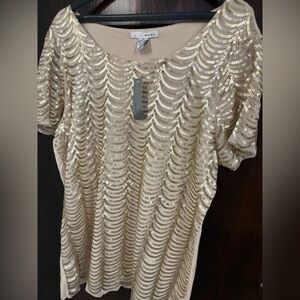 Bundle 3 for $25. NWT WD.NY Shimmering Gold Sequin Top. Size XL.